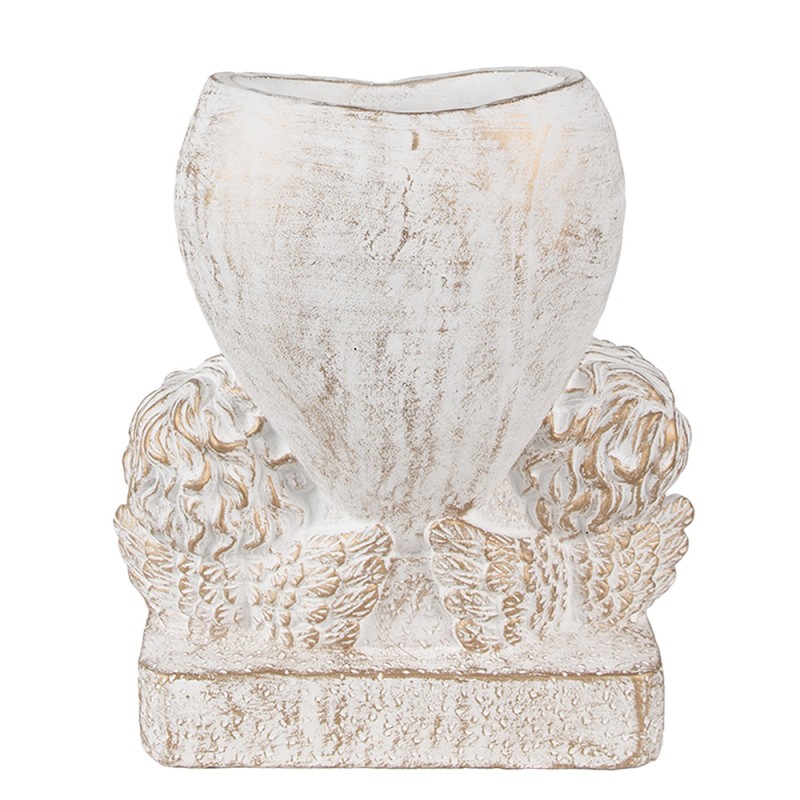 Clayre & Eef Planter Heart 23x13x25 cm White Stone