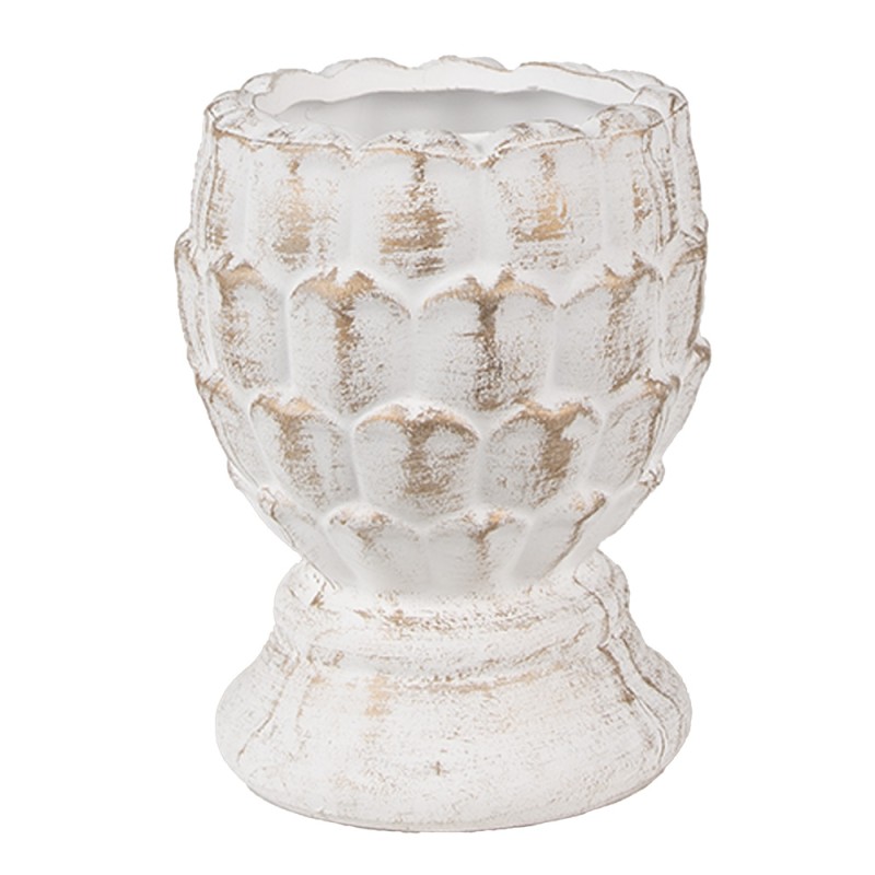 Clayre & Eef Blumentopf Ø 11x13 cm Weiß Stein