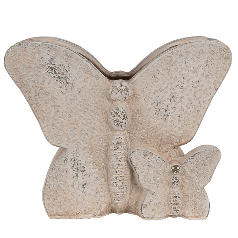 Clayre & Eef Fioriera Farfalla  24x10x19 cm Beige Pietra