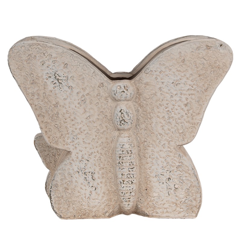 Clayre & Eef Fioriera Farfalla  24x10x19 cm Beige Pietra