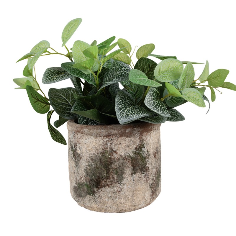 Clayre & Eef Bloempot Ø 14x12 cm Beige Groen Terracotta