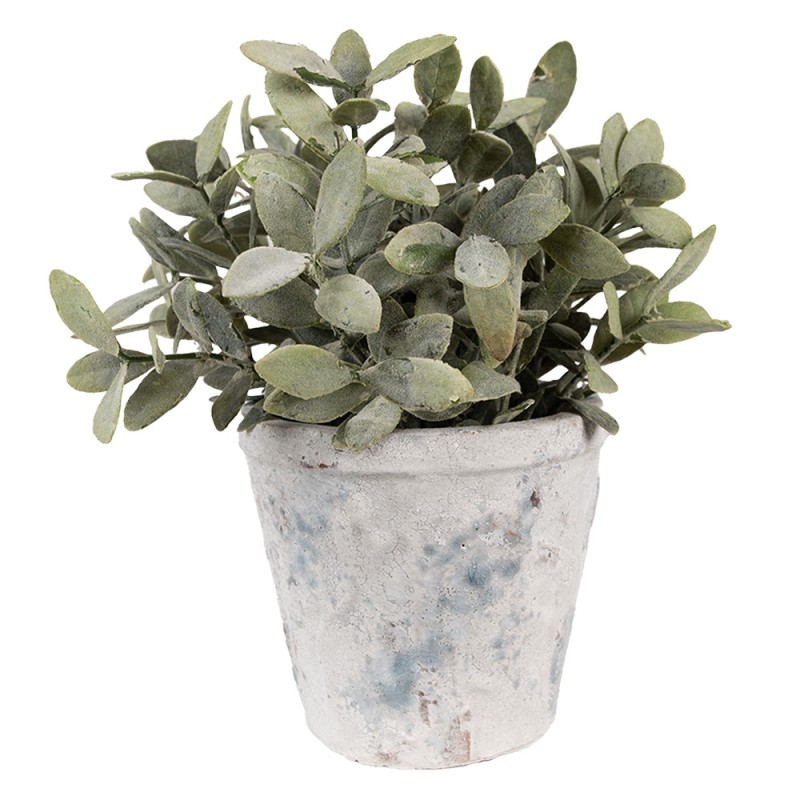 Clayre & Eef Bloempot Ø 12x11 cm Wit Blauw Terracotta
