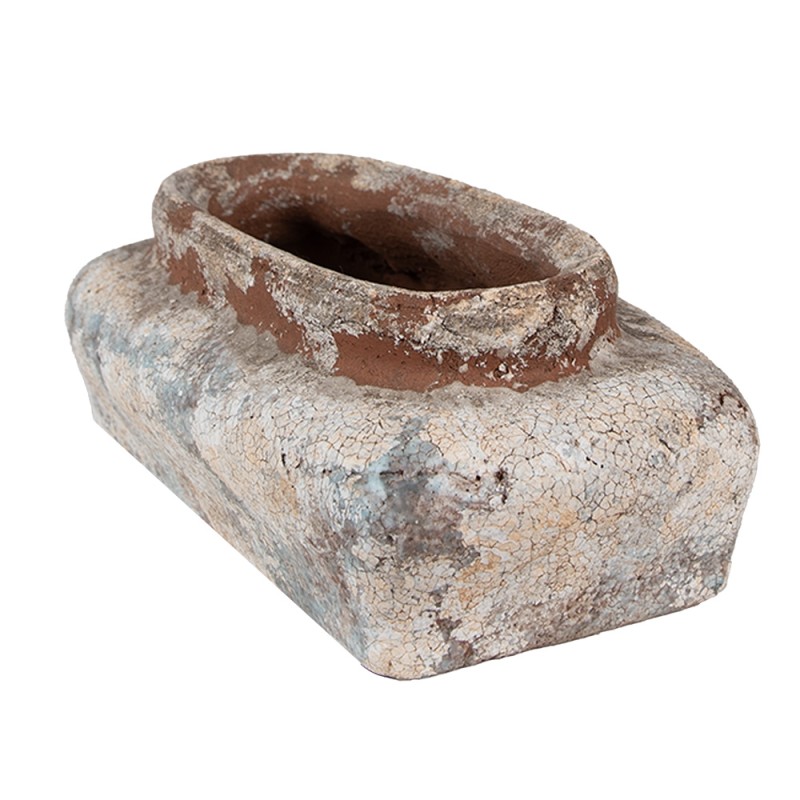 Clayre & Eef Planter 22x12x8 cm Beige Blue Terracotta