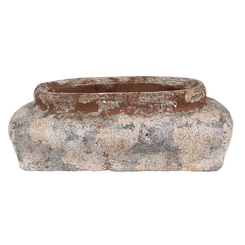 Clayre & Eef Planter 22x12x8 cm Beige Blue Terracotta
