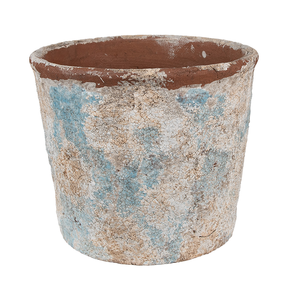 Clayre&Eef BloempotØ 23x20 cm Beige Blauw Terracotta afbeelding