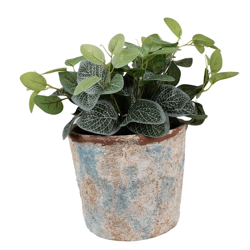 Clayre & Eef Planter Ø 23x20 cm Beige Blue Terracotta