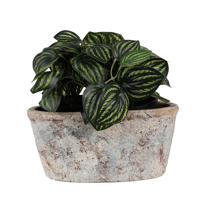 Clayre & Eef Fioriera 26x13x12 cm Beige Blu  Terracotta