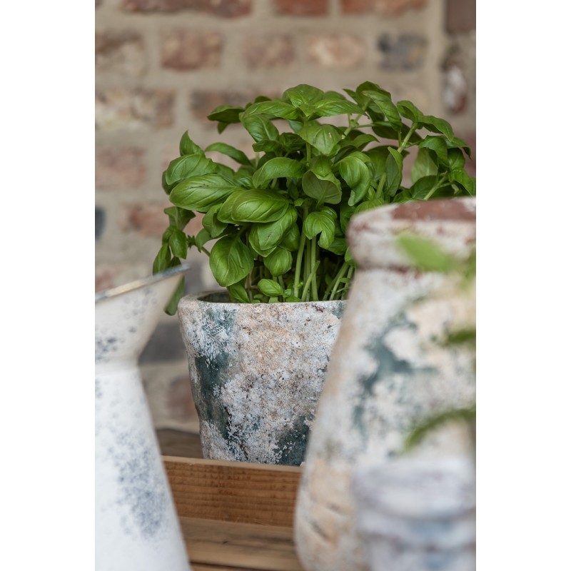 Clayre & Eef Planter Ø 16x15 cm Beige Green Terracotta