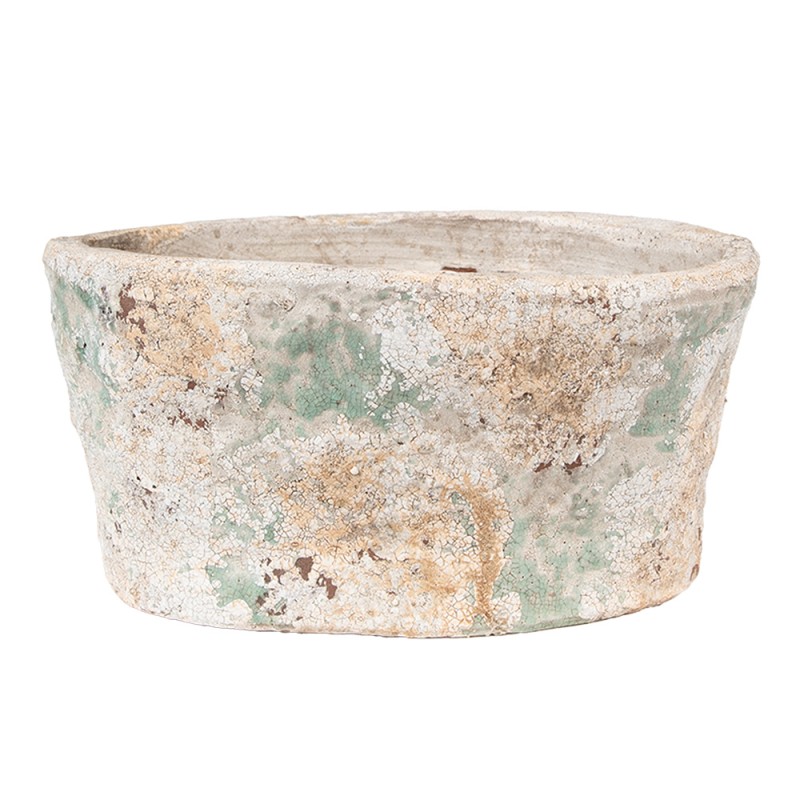 Clayre & Eef Planter 22x13x11 cm Beige Green Terracotta