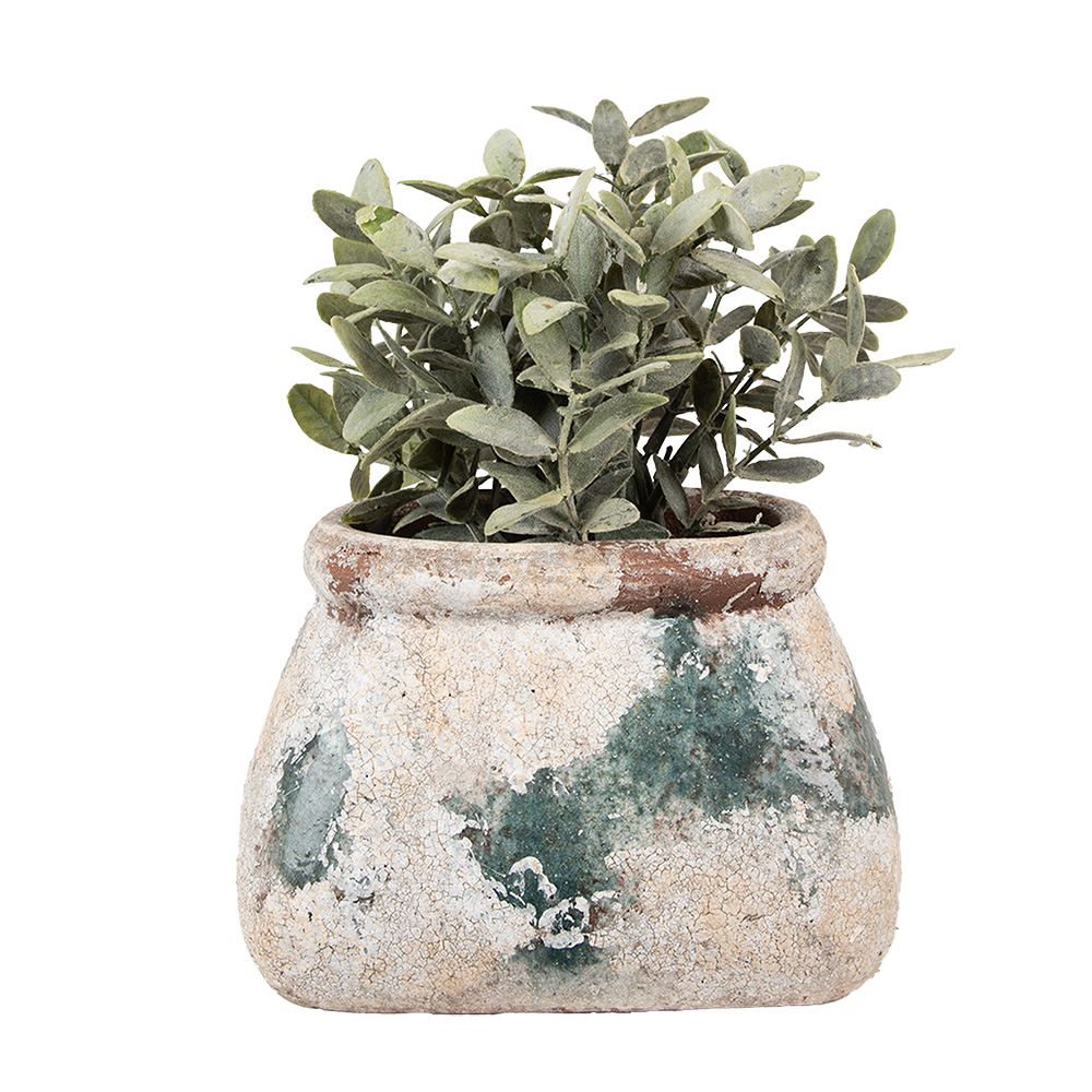 Bloempot 20X14X13 Cm Beige Groen Terracotta-image