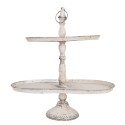 Clayre & Eef 2-stöckige Etagere 47x24x50 cm Weiß Eisen Oval