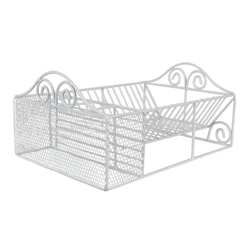 Clayre & Eef Scolapiatti 40x27x18 cm Bianco Ferro Rettangolo