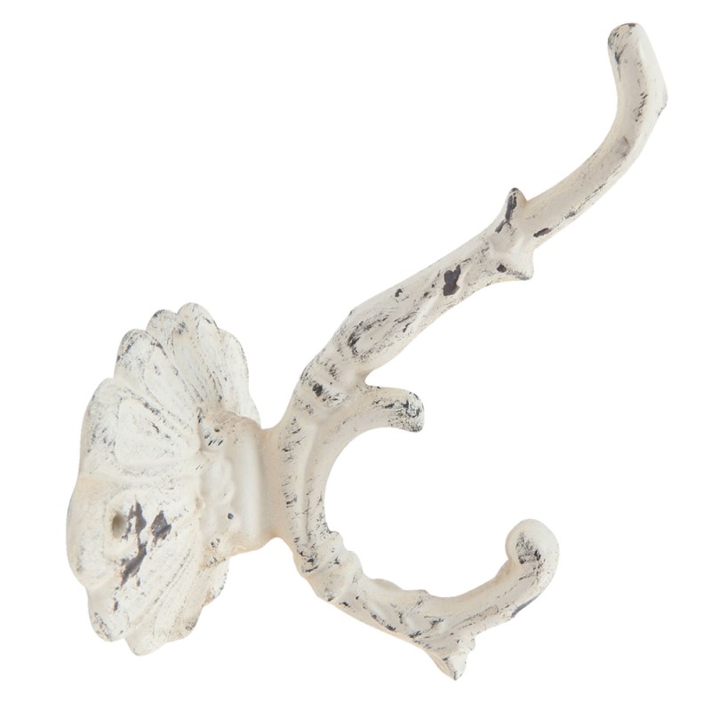 Clayre & Eef Wandhaken 10x10x13 cm Weiß Eisen Rechteck