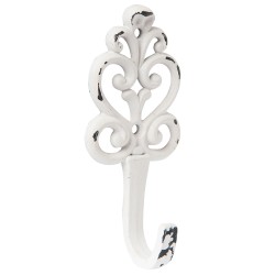Clayre & Eef Gancio da parete 5x3x12 cm Bianco Ferro