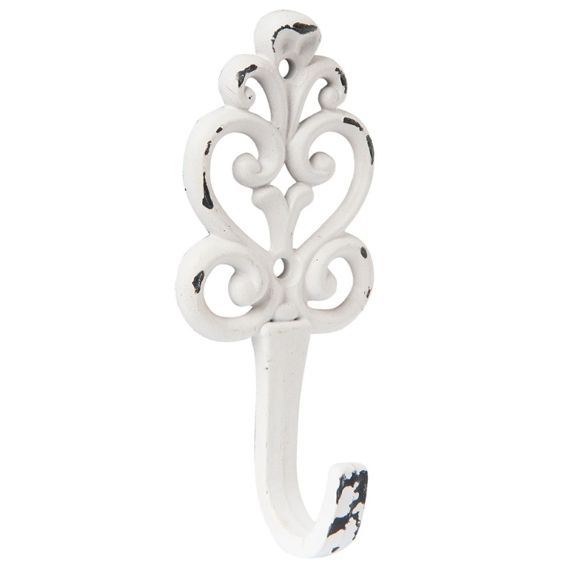 Clayre & Eef Gancio da parete 5x3x12 cm Bianco Ferro