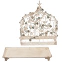Clayre & Eef Decorazione gabbia 42x21x50 cm Bianco Ferro Rettangolo Fiori