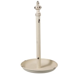 Clayre & Eef Portarotolo per la cucina Ø 20x37 cm Bianco Ferro