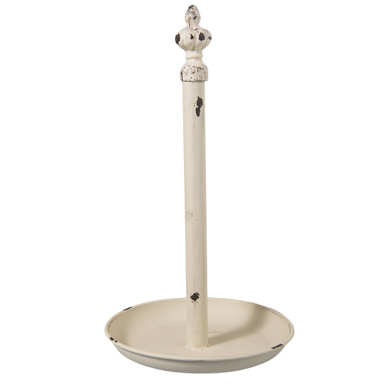Clayre & Eef Kitchen Roll Holder Ø 20x37 cm White Iron