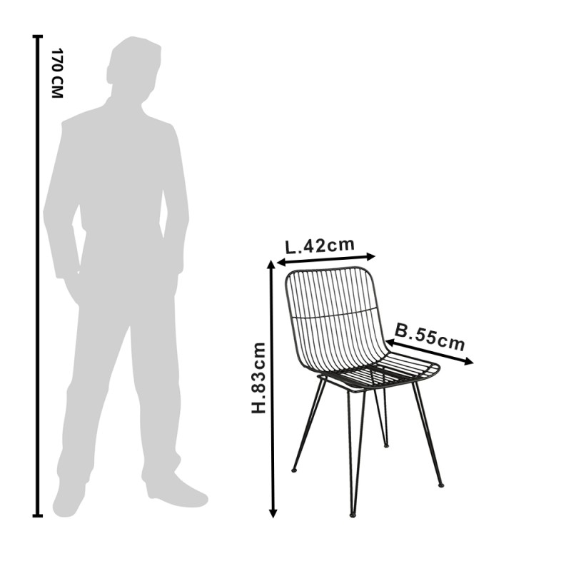 Clayre & Eef Dining Chair 42x55x83 cm Black Iron