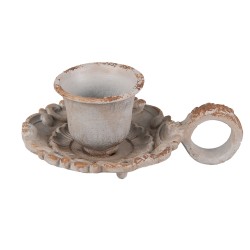 Clayre & Eef Kandelaar  9x6x4 cm Grijs Ijzer