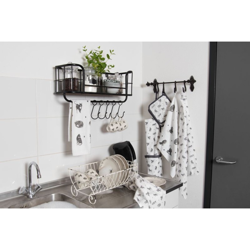 Clayre & Eef Scolapiatti 42x29x17 cm Bianco Ferro Rettangolo