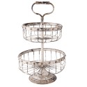 Clayre & Eef Etagère 2 laags  Ø 30x50 cm Wit Ijzer Rond