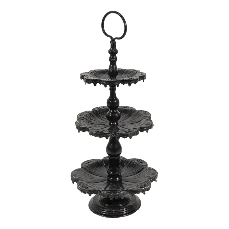 Clayre & Eef Étagère 3 étages Ø 33x71 cm Noir Fer Rond