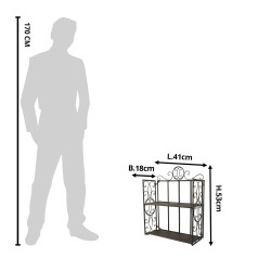 Clayre & Eef Wall Rack 41x18x53 cm Black Iron Rectangle