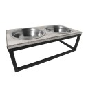 Clayre & Eef Dog Bowl 2x200 ml Brown Iron Rectangle