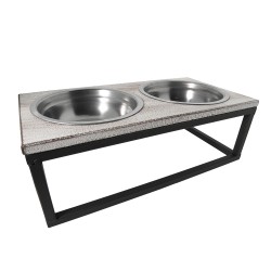 Clayre & Eef Dog Bowl 2x200 ml Brown Iron Rectangle