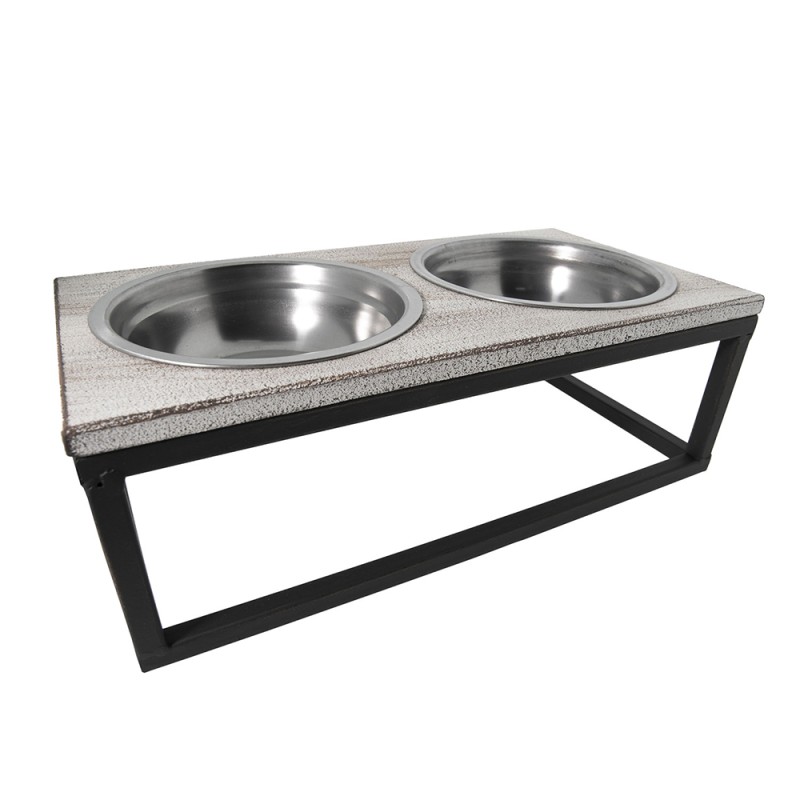 Clayre & Eef Dog Bowl 2x200 ml Brown Iron Rectangle