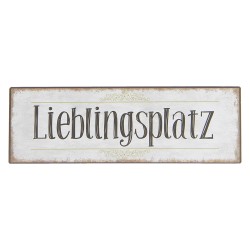 Clayre & Eef Targhetta con testo 30x10 cm Bianco Nero Metallo Rettangolo