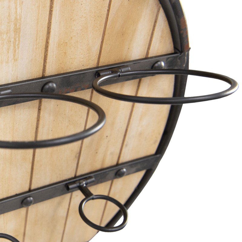 Clayre & Eef Porte-bouteilles Ø 50x14 cm Marron Fer Bois Rond