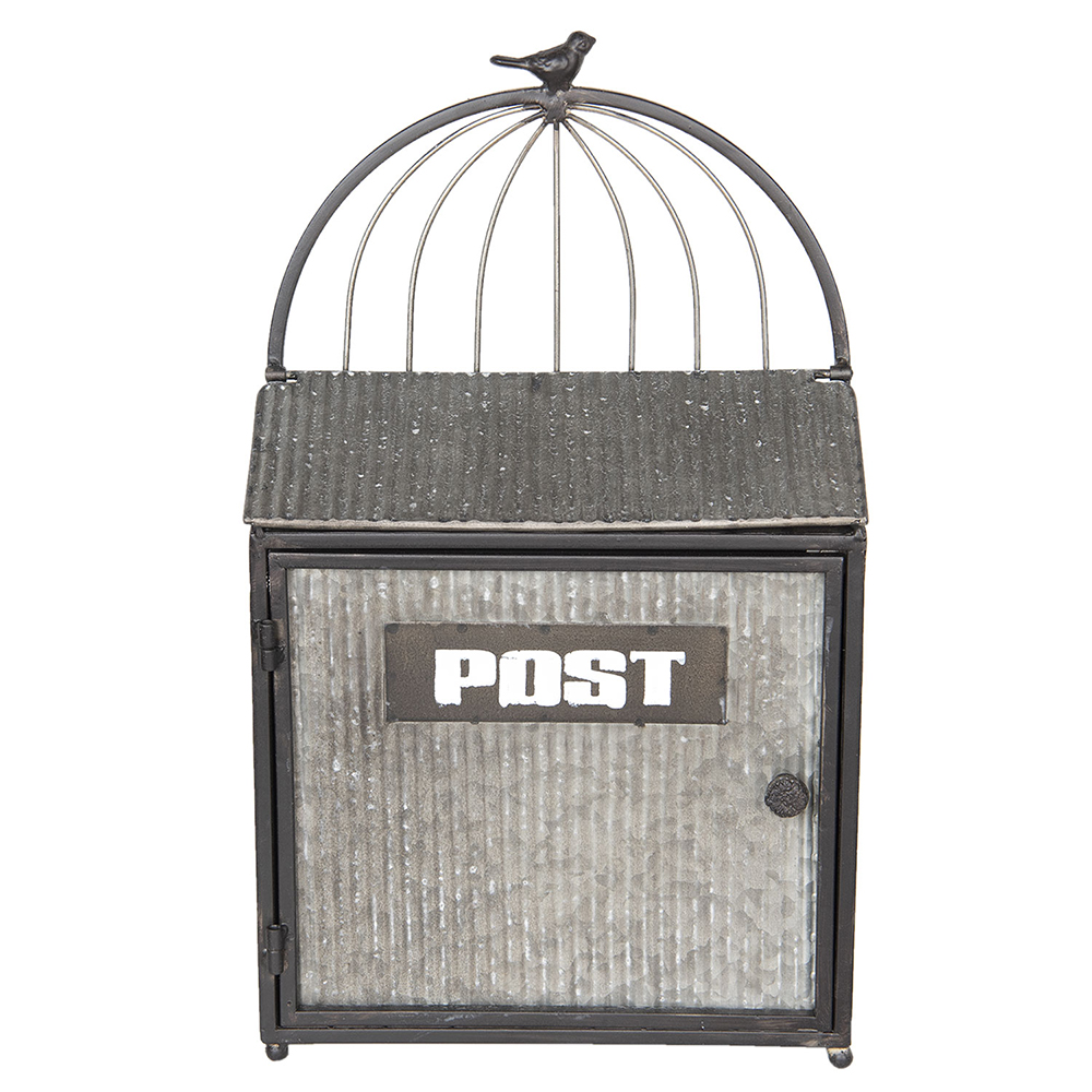 Clayre&Eef Brievenbus 29x12x48 cm Grijs Bruin Metaal afbeelding