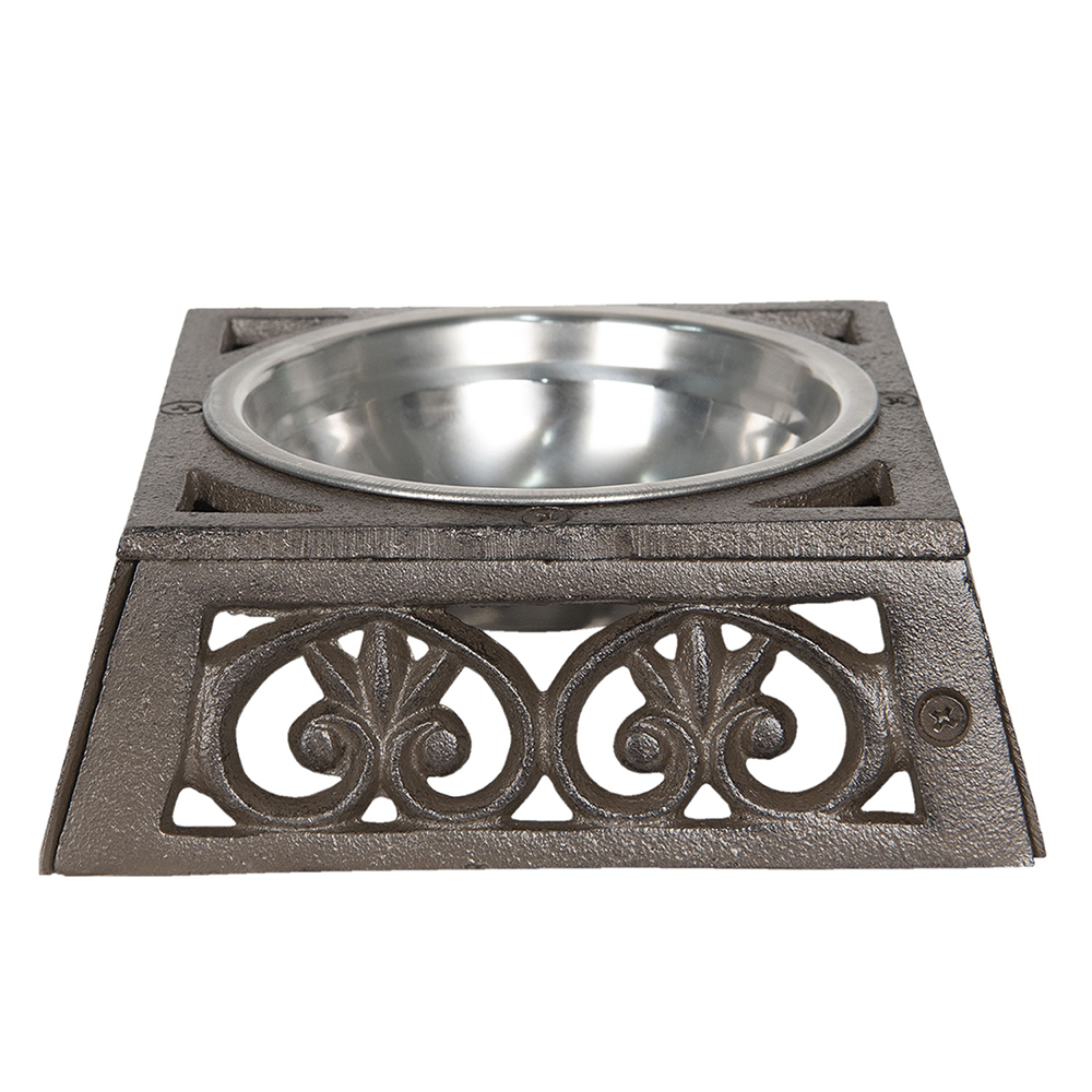 Clayre&Eef Voerbak hond 300 ml Bruin IJzer afbeelding