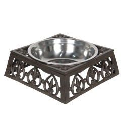 Clayre & Eef Hundenapf 820 ml Braun Eisen Quadrat