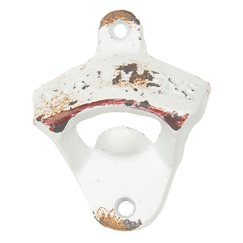 Clayre & Eef Apribottiglie 6x3x8 cm Bianco Ferro