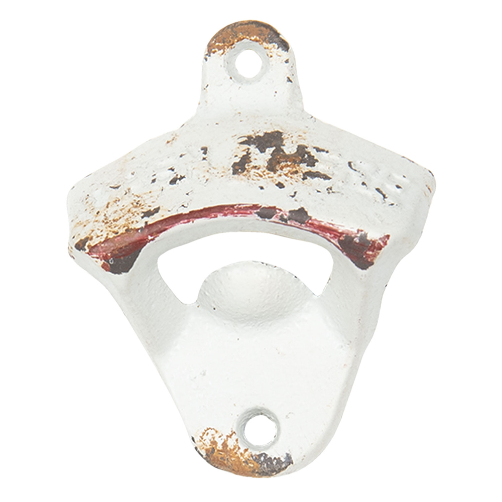 Clayre&Eef Flesopener 6x3x8 cm Wit IJzer afbeelding