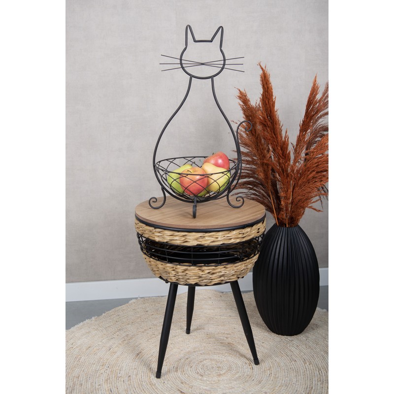 Clayre & Eef Decoratie schaal Kat 31x25x55 cm Bruin Metaal Rond