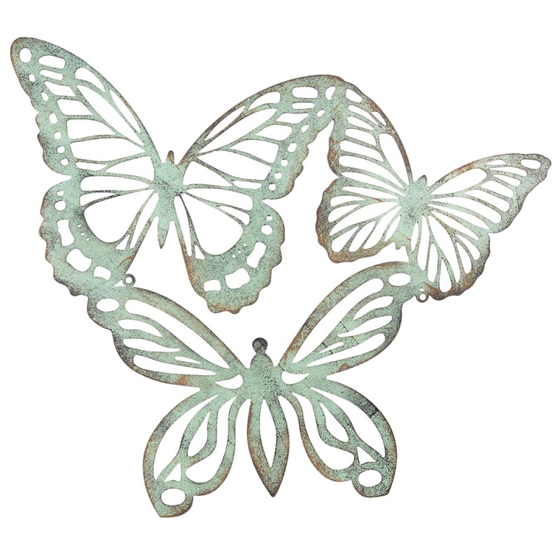 Clayre & Eef Wanddecoratie Vlinder 53x45 cm Groen Ijzer