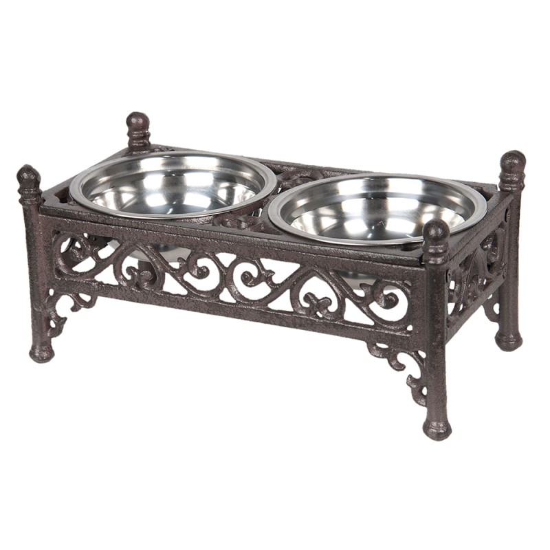Clayre & Eef Ciotola per cane 28x15x13 cm Marrone Ferro Rettangolo