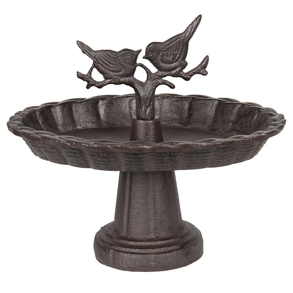 Clayre&Eef Vogelbad 24x19x22 cm Bruin IJzer Vogels afbeelding