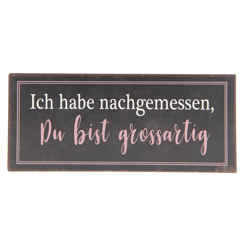 Clayre & Eef Tekstbord  30x13 cm Bruin Metaal Rechthoek