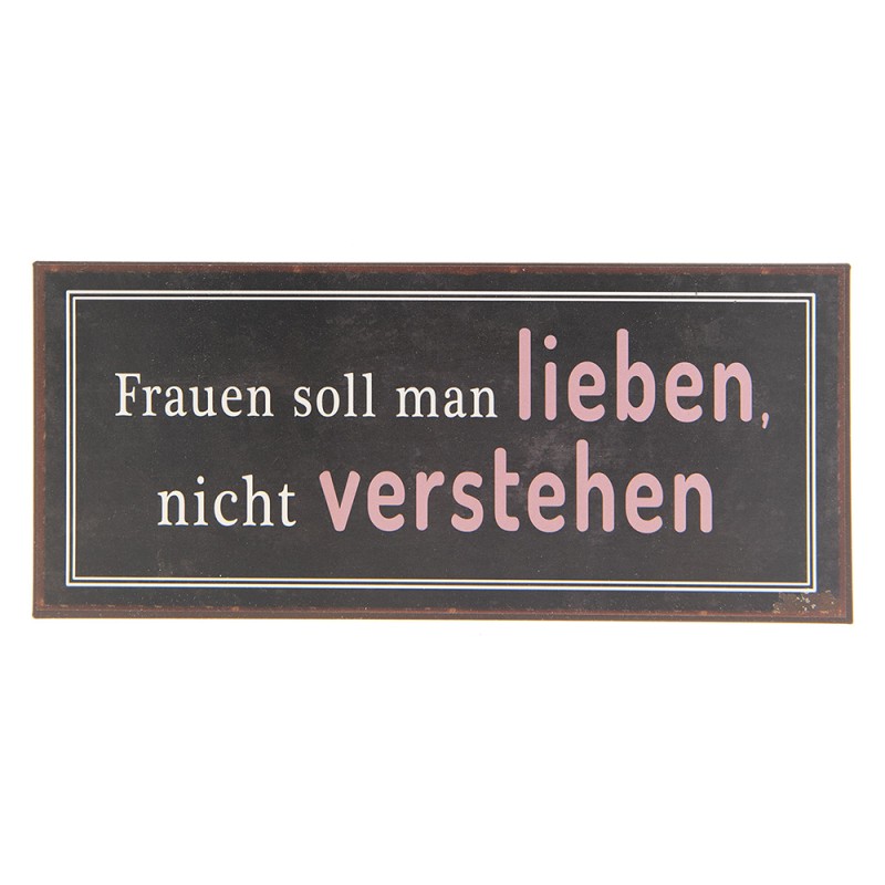 Clayre & Eef Text Sign 30x13 cm Brown Metal Rectangle