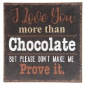Clayre & Eef Targhetta con testo 25x25 cm Nero Ferro Quadrato Love Chocolate