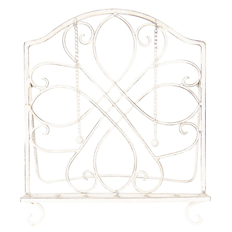 Clayre & Eef Kookboekstandaard  31x23x34 cm Wit Ijzer Rechthoek
