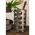 Clayre & Eef Blechdose-Aufbewahrungsbox Ø 14x26 cm Grau Holz Metall Rund