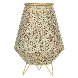 Clayre & Eef Lanterna Ø 24x36 cm Color rame Ferro Vetro Rotondo Fiori