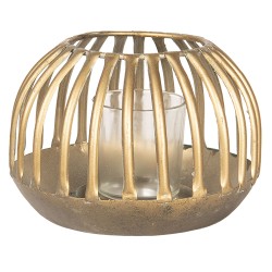Clayre & Eef Lanterna Ø 15x10 cm Color oro Metallo Vetro Rotondo