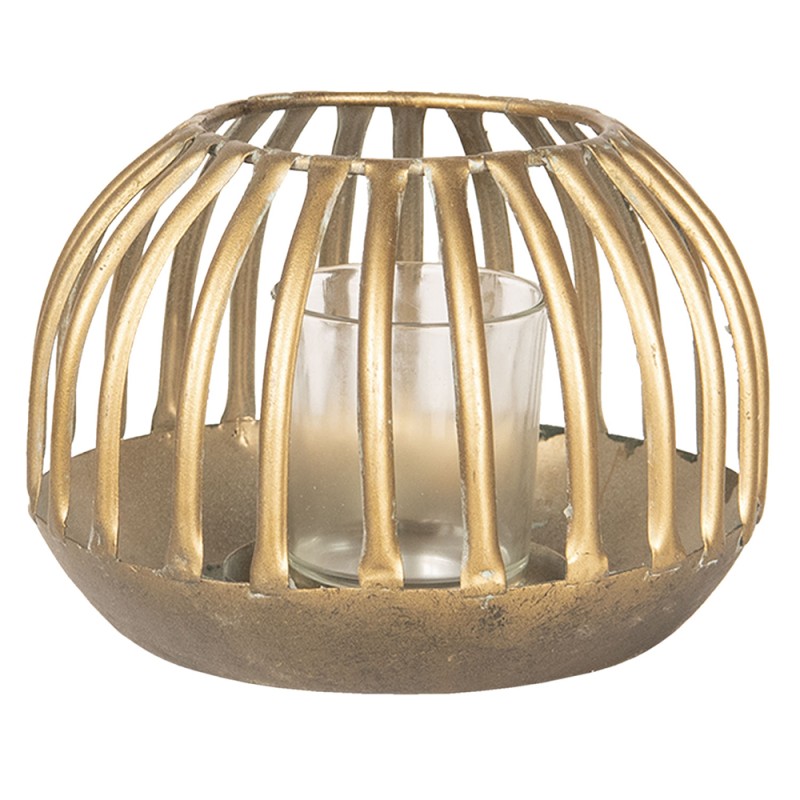 Clayre & Eef Lanterna Ø 15x10 cm Color oro Metallo Vetro Rotondo